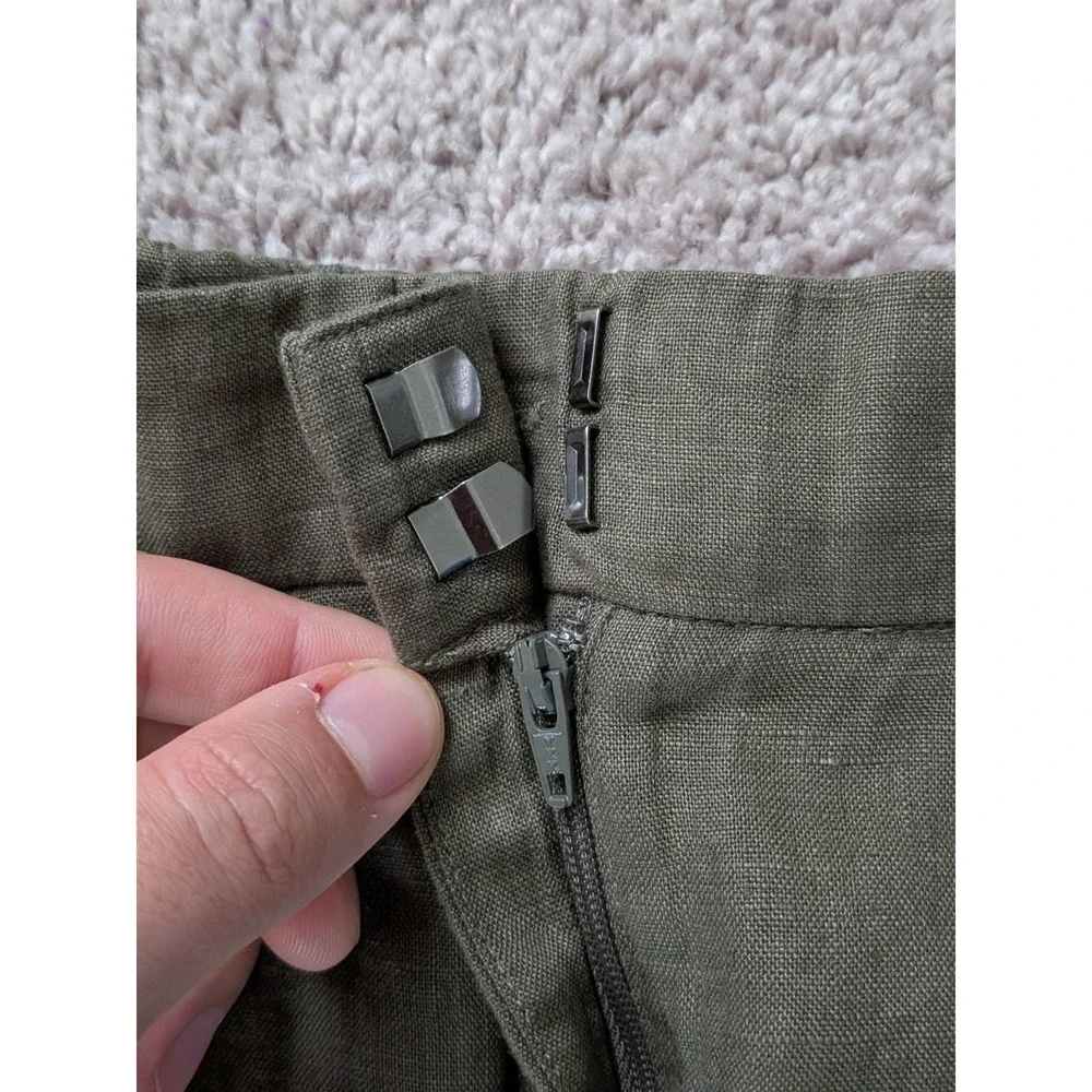 Quince 100% European Linen Pleated Trouser Bayberry Olive Womens 8 NWT